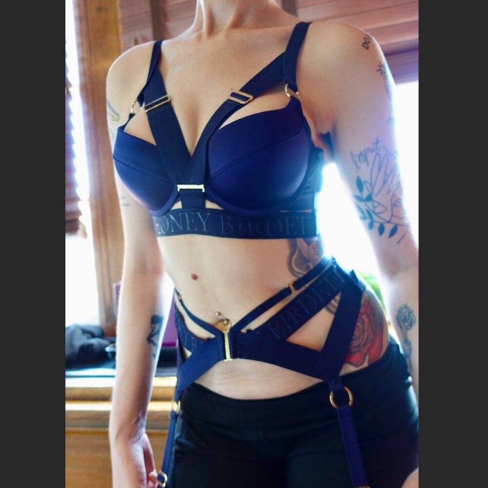 Honey Birdette Elvis navy push-up bra - size 34B